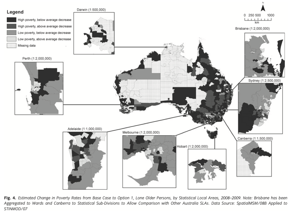 Map of distribution of change in poverty rates
