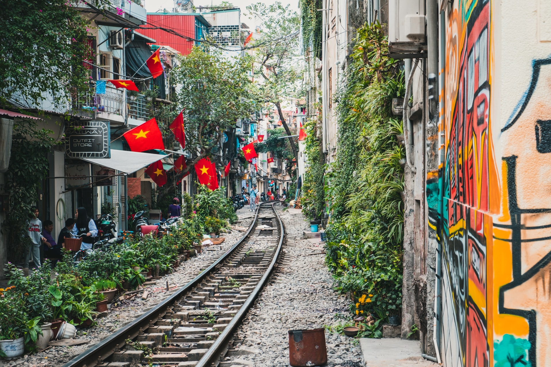 Railway line passing through Hanoi